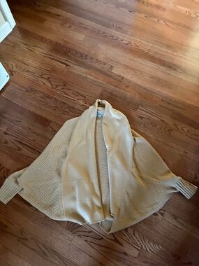 Women's Cream Open-Front Knit Cardigan with Shawl Collar